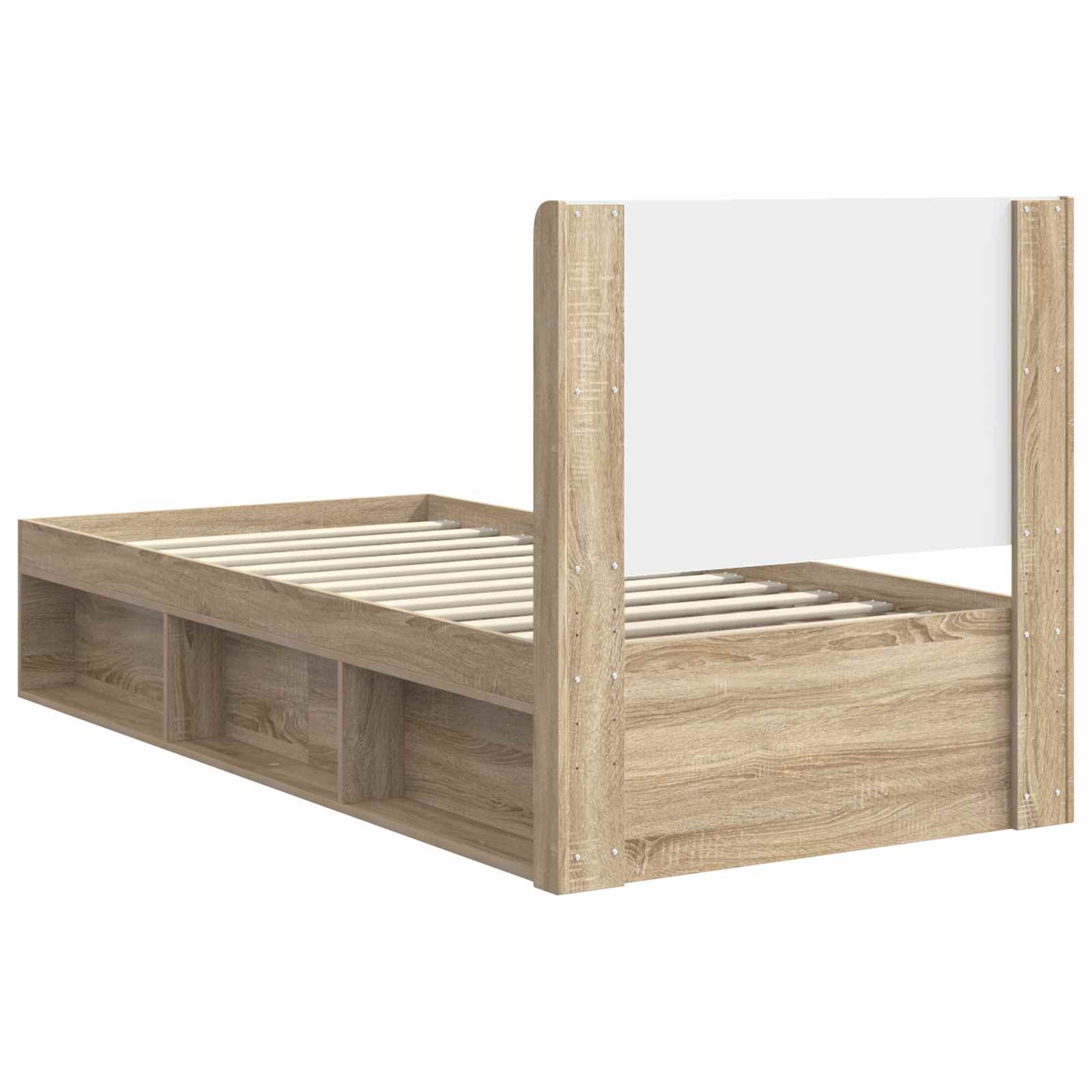 Bettgestell mit Stauraum und Kopfteil 2 stk. Holzwerkstoff