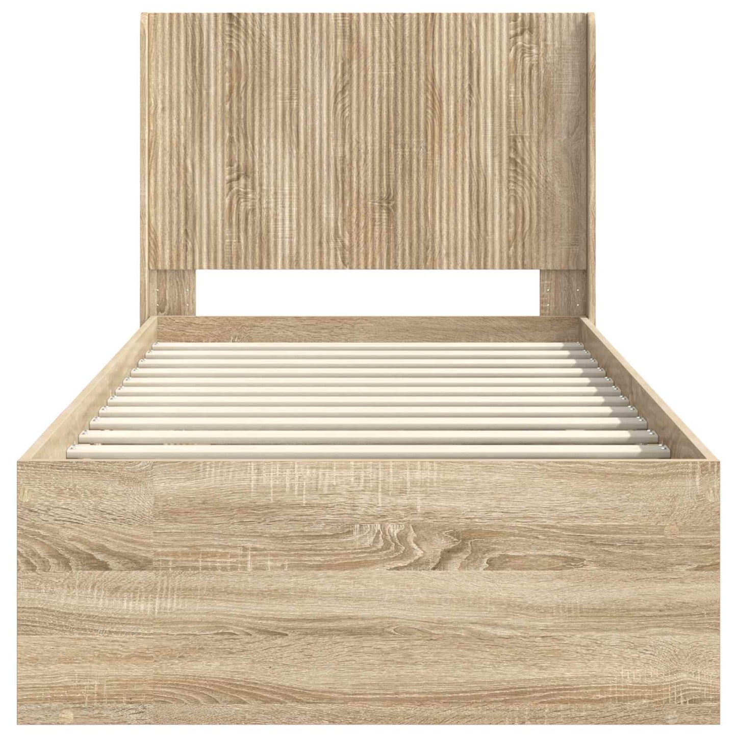 Bettgestell mit Stauraum und Kopfteil 2 stk. Holzwerkstoff