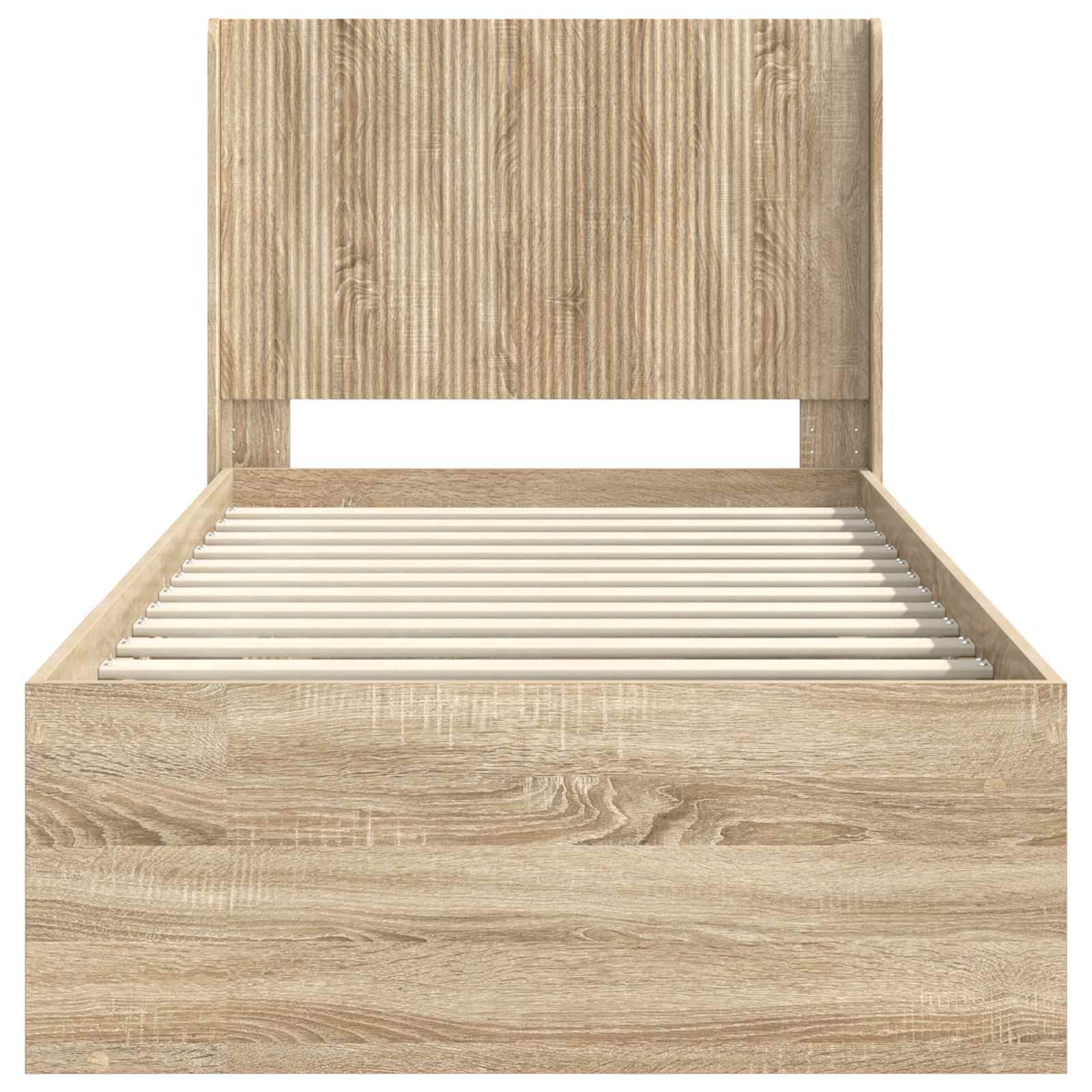 Bettgestell mit Stauraum und Kopfteil 2 stk. Holzwerkstoff