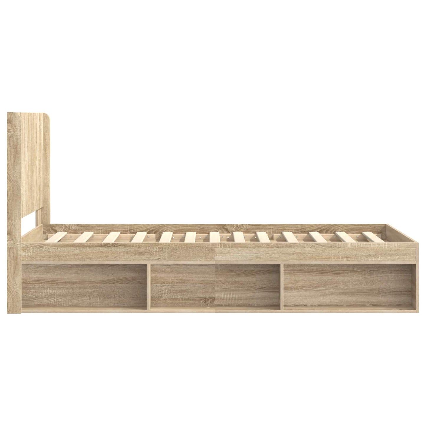 Bettgestell mit Stauraum und Kopfteil 2 stk. Holzwerkstoff