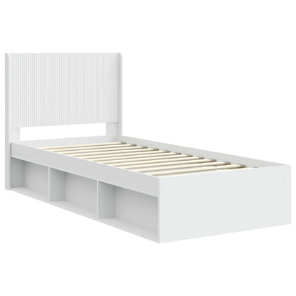 Bettgestell mit Stauraum und Kopfteil Weiß 75 x 190 cm