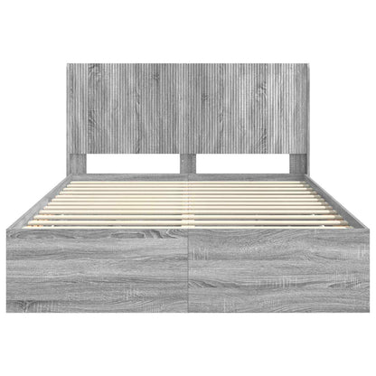 Bettgestell mit Stauraum und Kopfteil Sonoma-Grau 160 x 200 cm