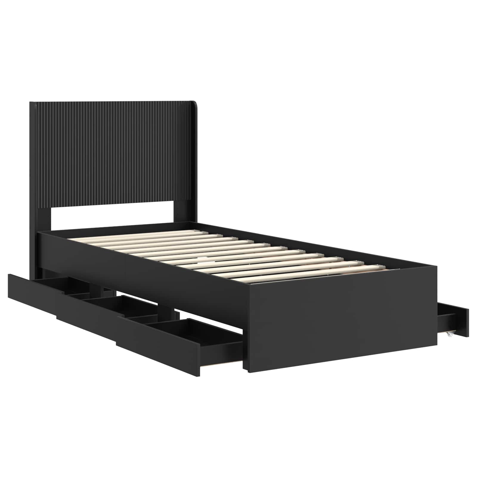 Bettgestell mit Stauraum und Kopfteil Schwarz 100 x 200 cm