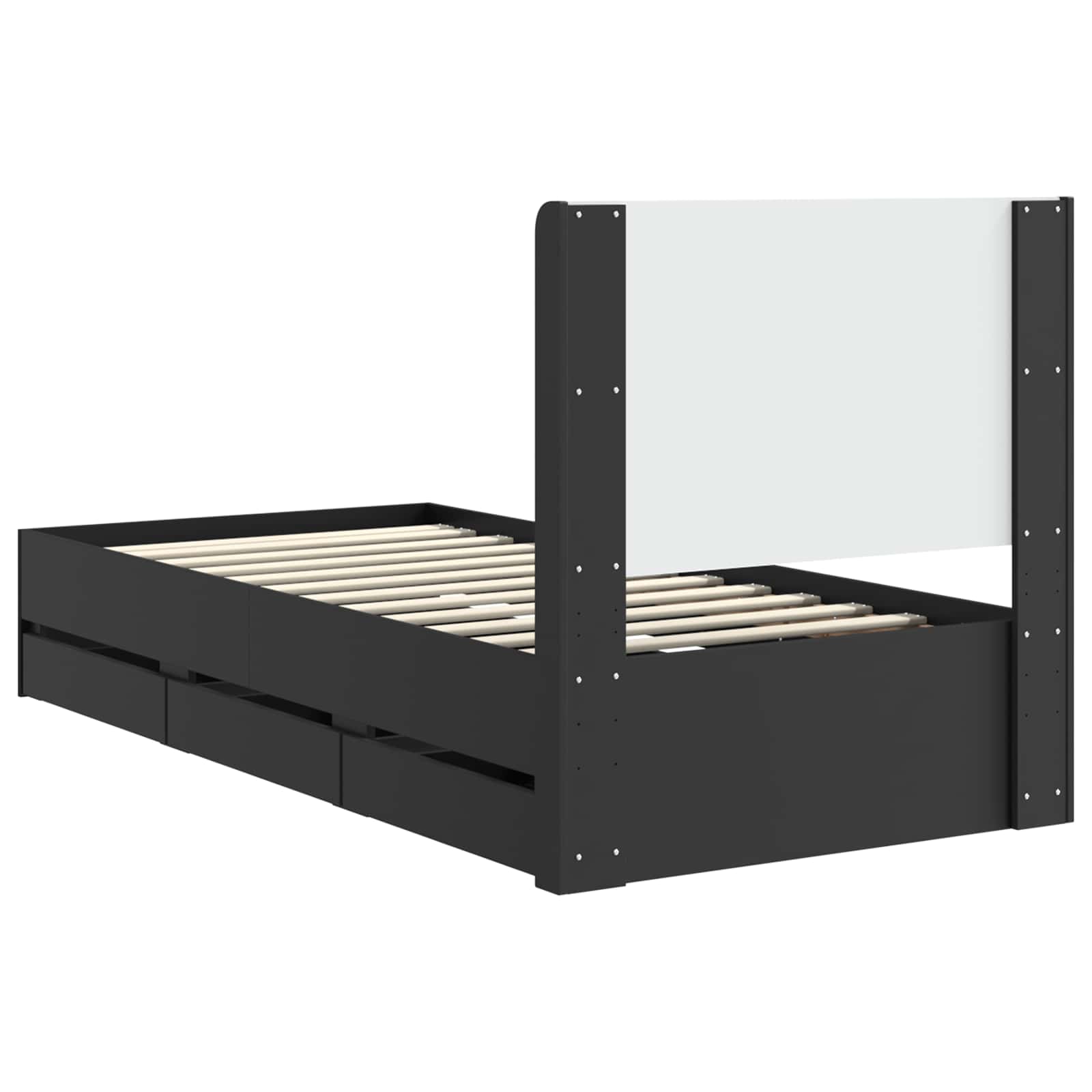 Bettgestell mit Stauraum und Kopfteil Schwarz 100 x 200 cm