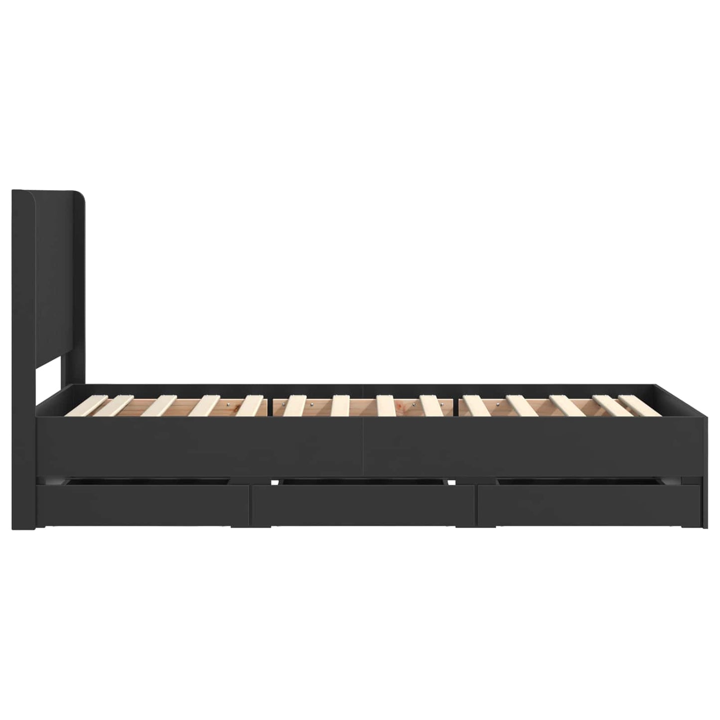 Bettgestell mit Stauraum und Kopfteil Schwarz 90 x 200 cm