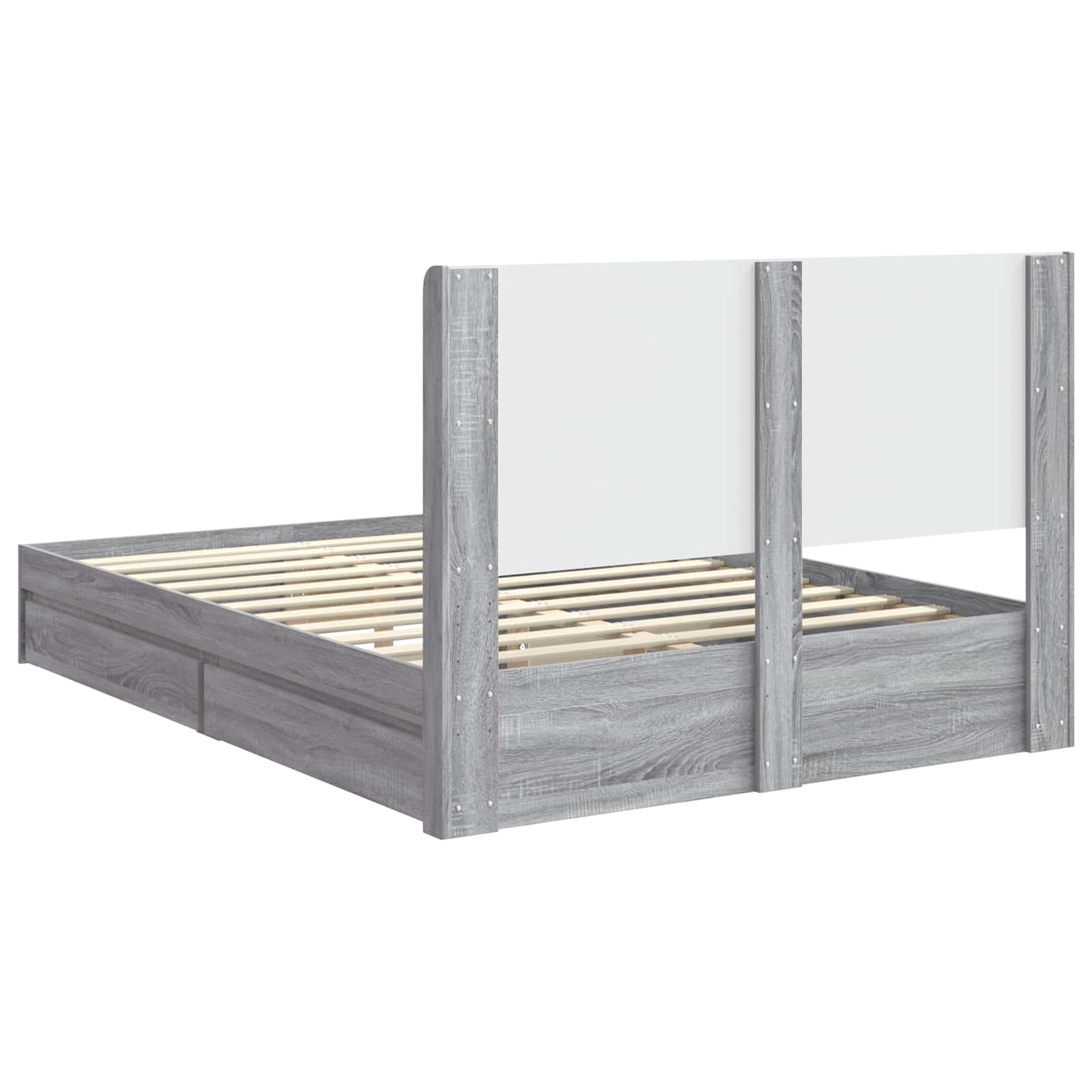 Bettgestell mit Stauraum und Kopfteil Grau Sonoma 160 x 200 cm