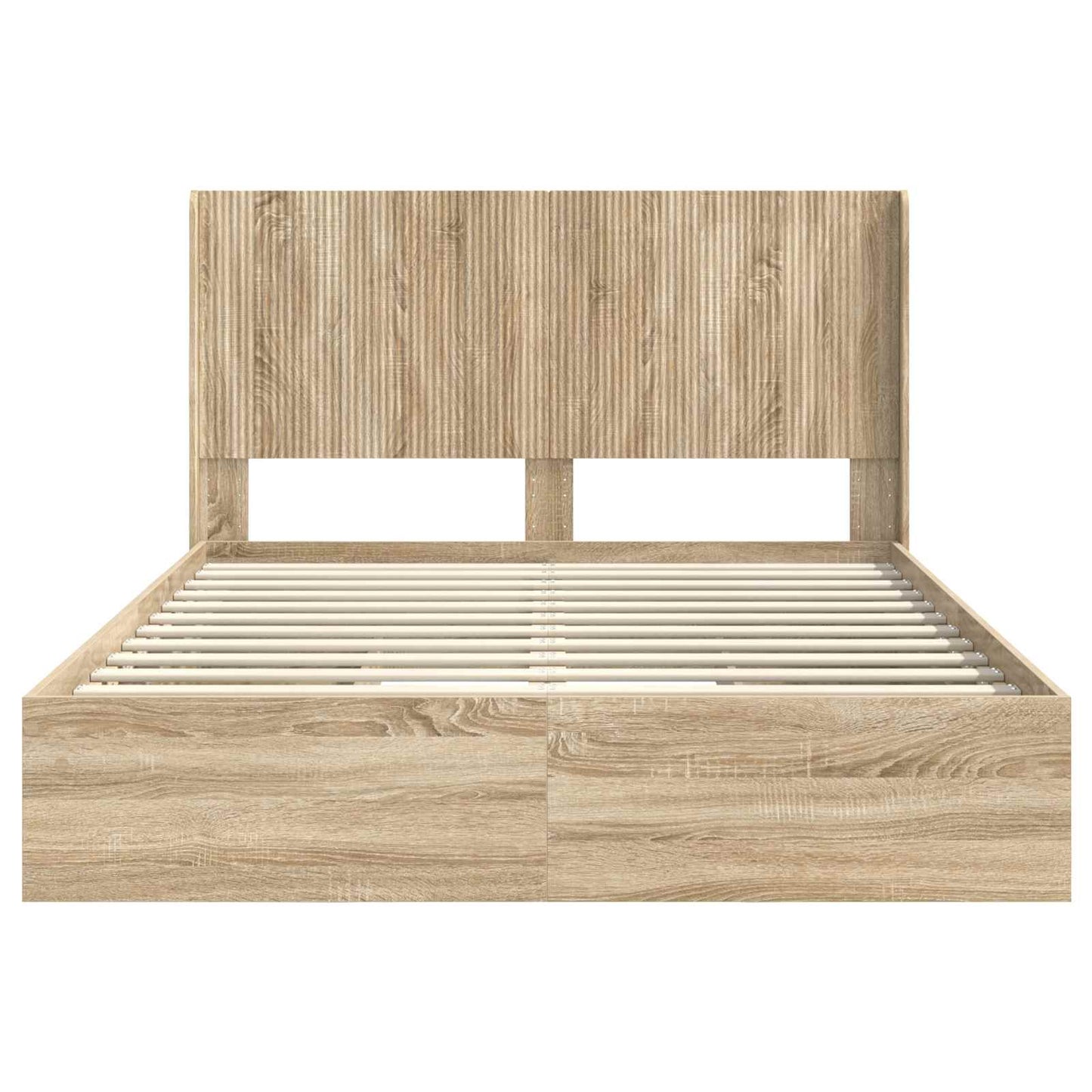 Bettgestell mit Stauraum und Kopfteil 2 stk. Holzwerkstoff