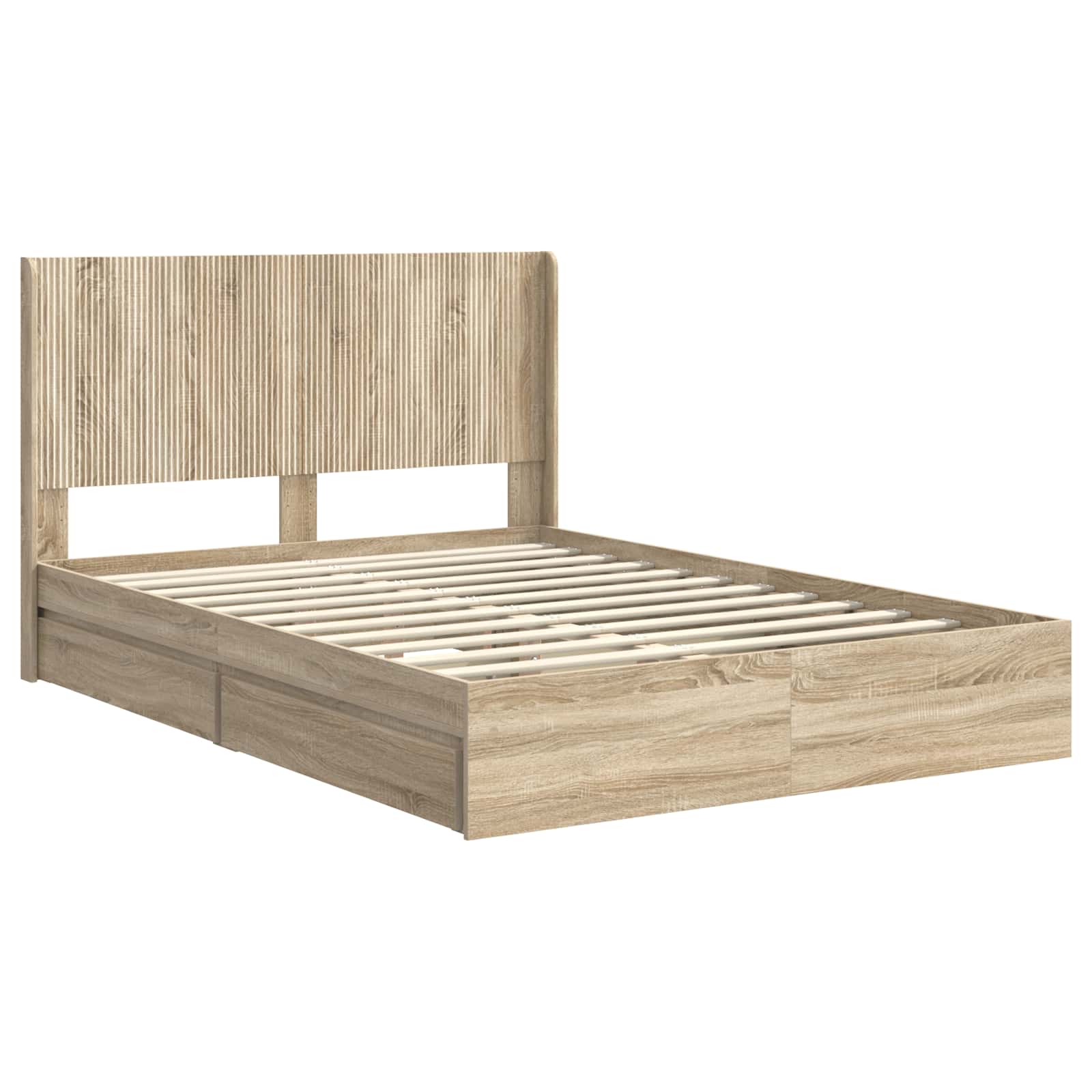 Bettgestell mit Stauraum und Kopfteil 2 stk. Holzwerkstoff