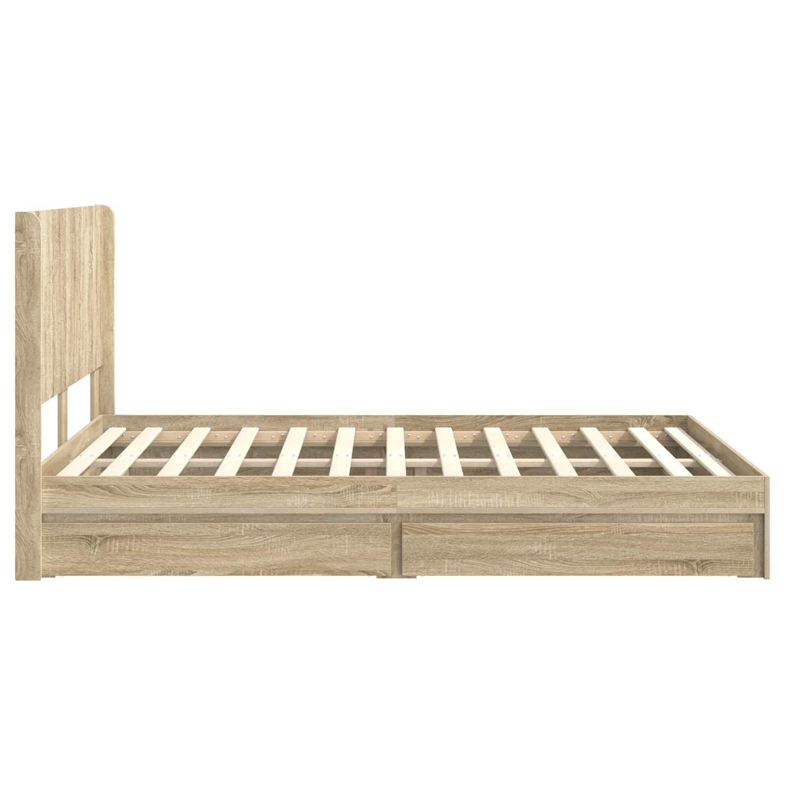 Bettgestell mit Stauraum und Kopfteil 2 stk. Holzwerkstoff