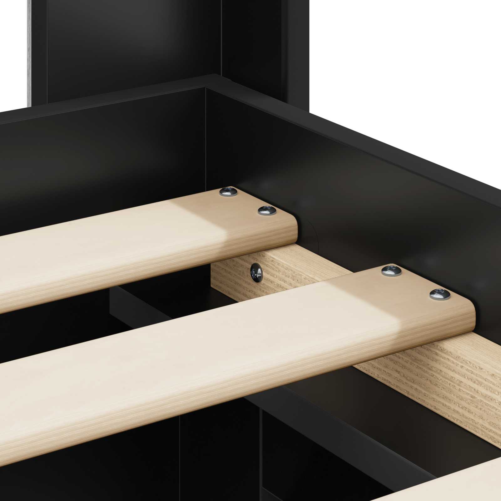 Bettgestell mit Stauraum und Kopfteil Schwarz 90 x 190 cm