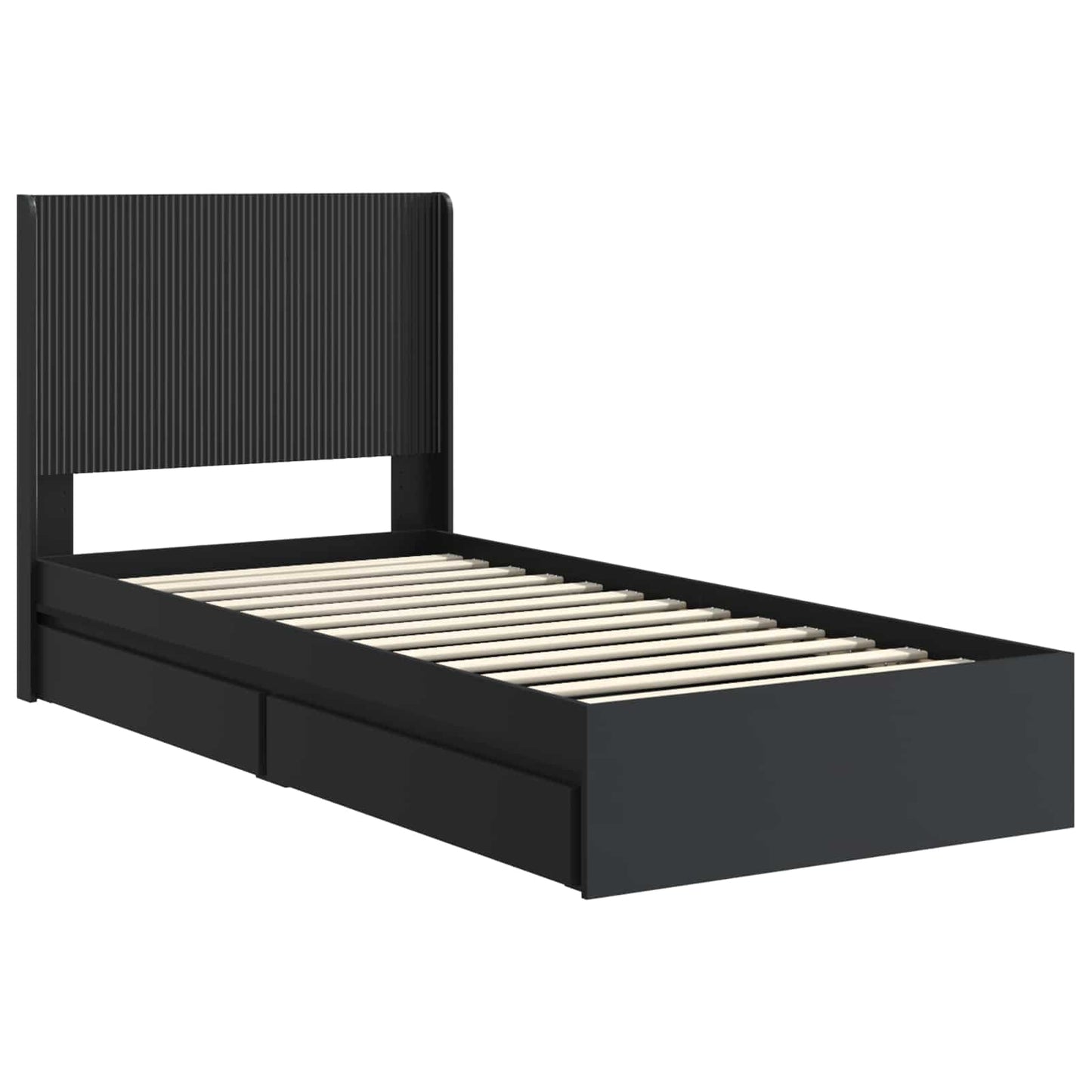 Bettgestell mit Stauraum und Kopfteil Schwarz 90 x 190 cm