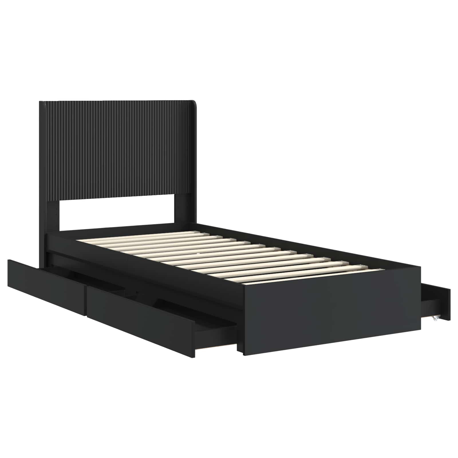 Bettgestell mit Stauraum und Kopfteil Schwarz 90 x 190 cm