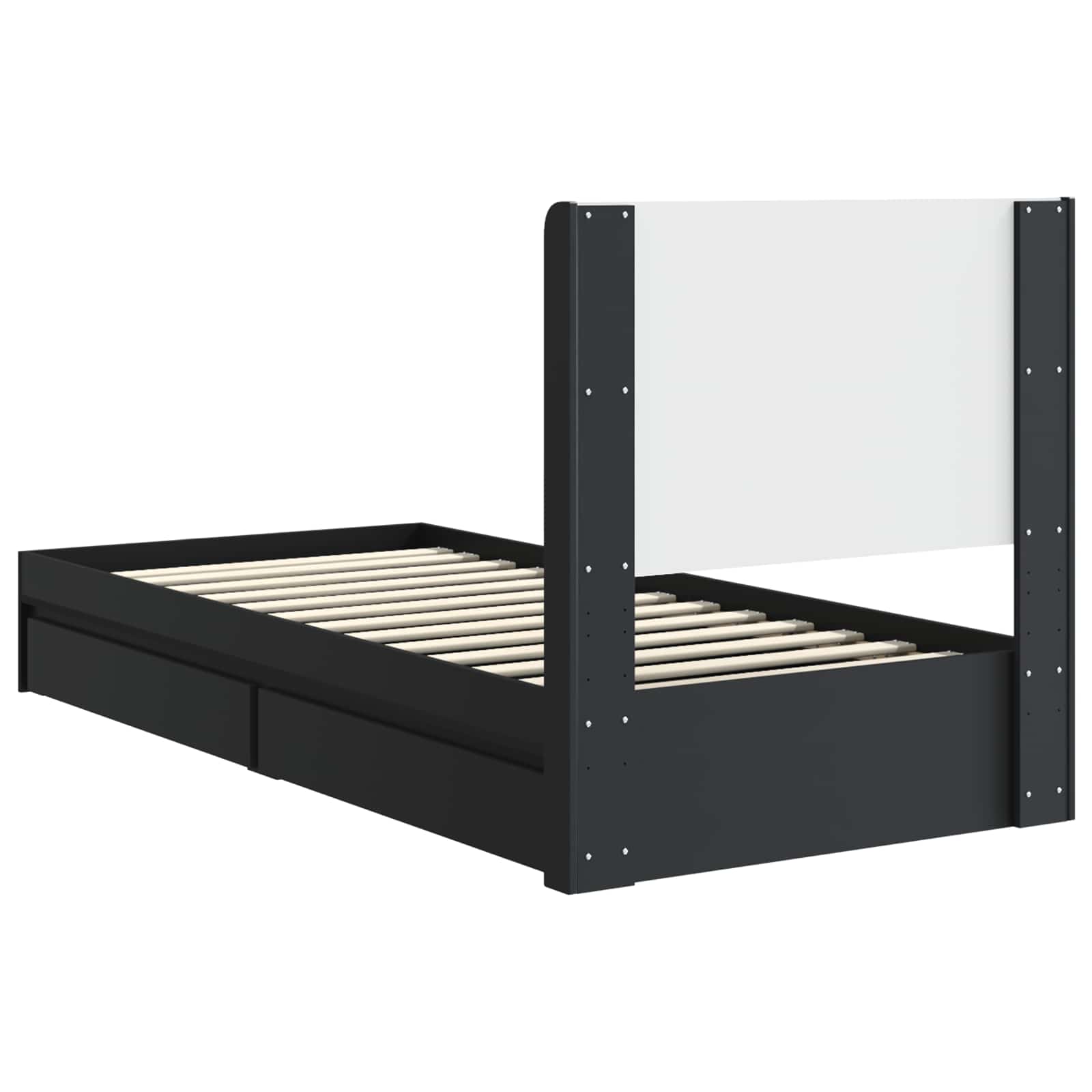 Bettgestell mit Stauraum und Kopfteil Schwarz 90 x 190 cm