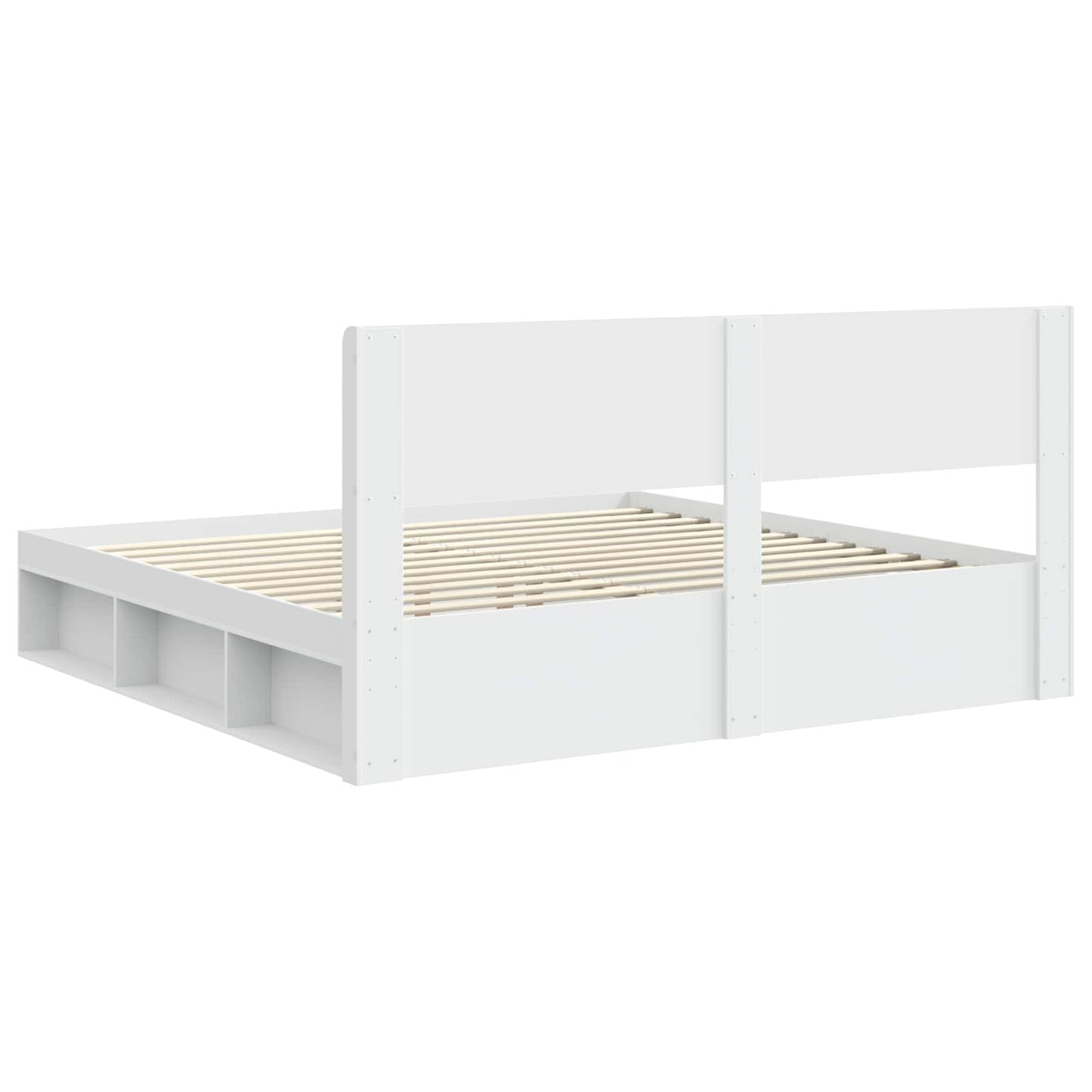 Bettgestell mit Stauraum und Kopfteil Weiß 200 x 200 cm