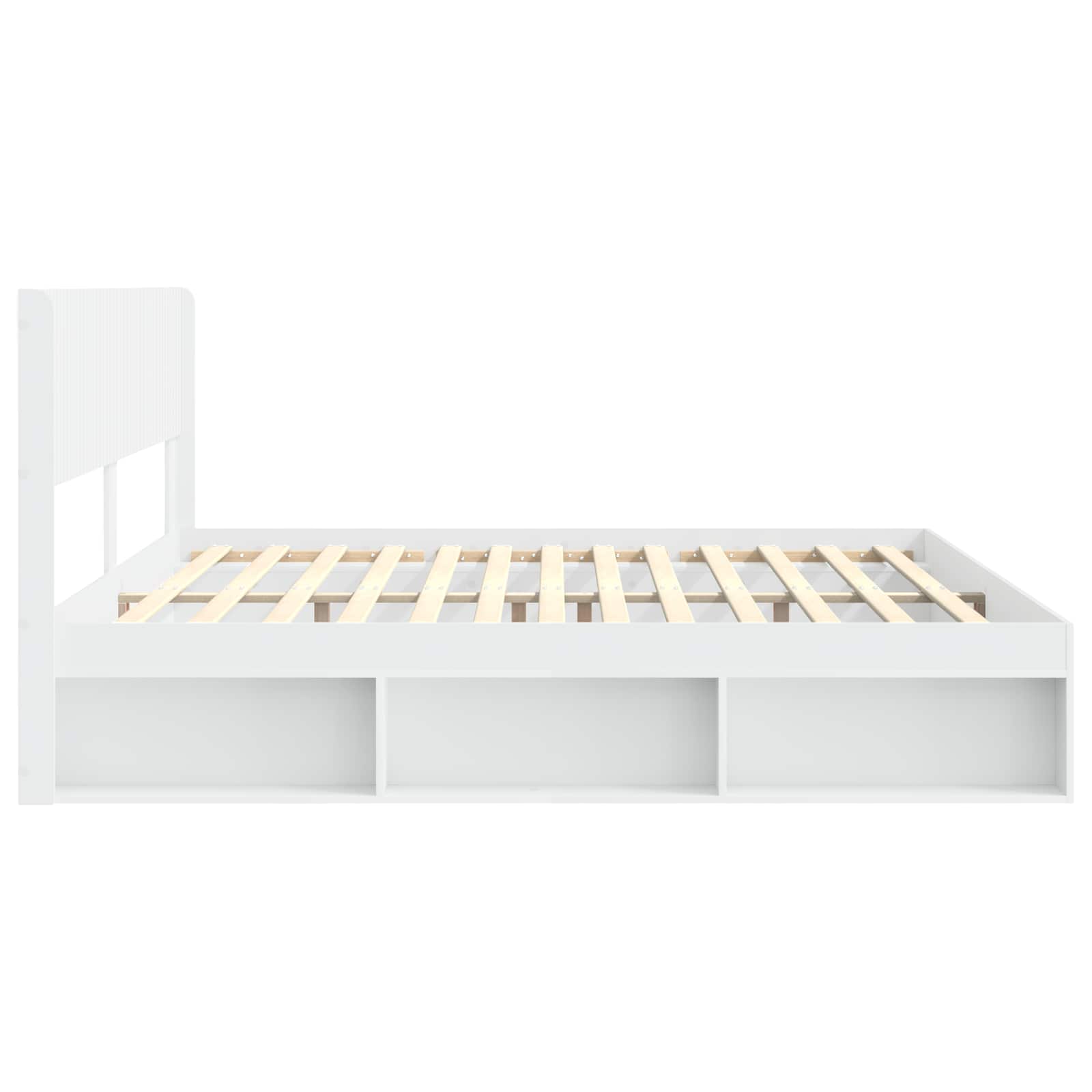 Bettgestell mit Stauraum und Kopfteil Weiß 200 x 200 cm