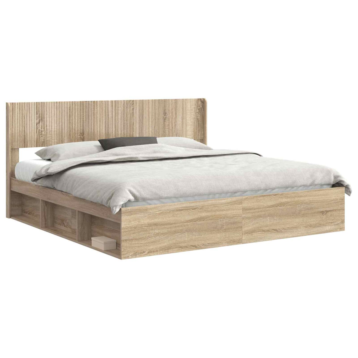 Bettgestell mit Stauraum und Kopfteil 2 stk. Holzwerkstoff