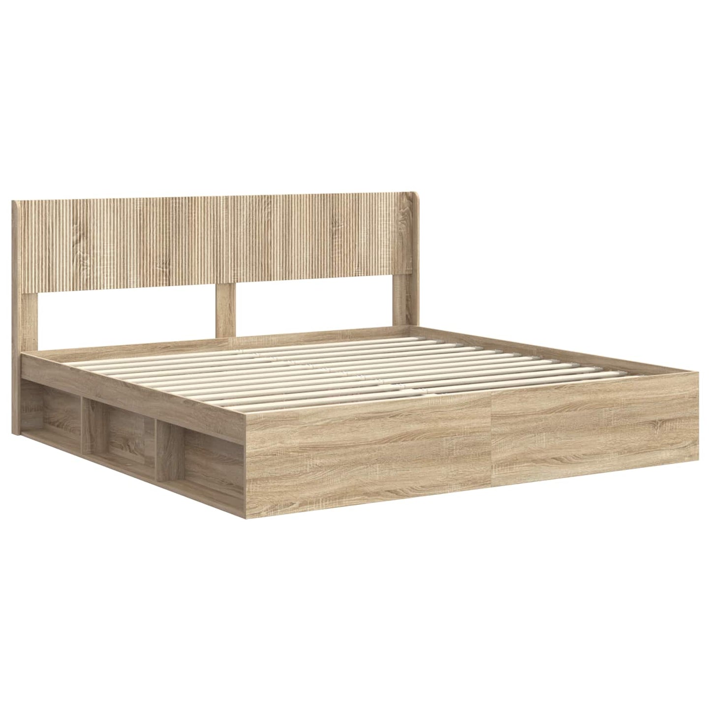 Bettgestell mit Stauraum und Kopfteil 2 stk. Holzwerkstoff