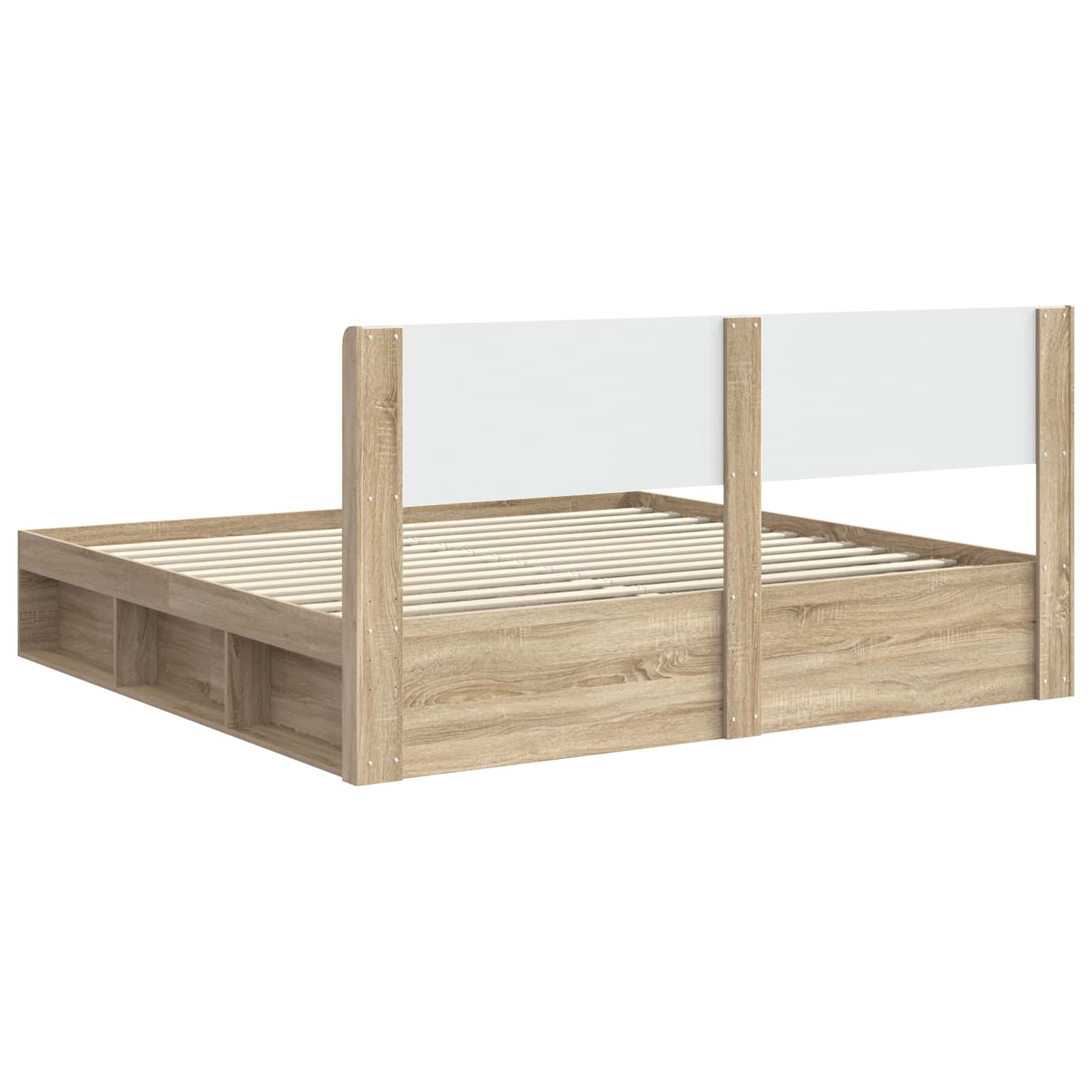Bettgestell mit Stauraum und Kopfteil 2 stk. Holzwerkstoff