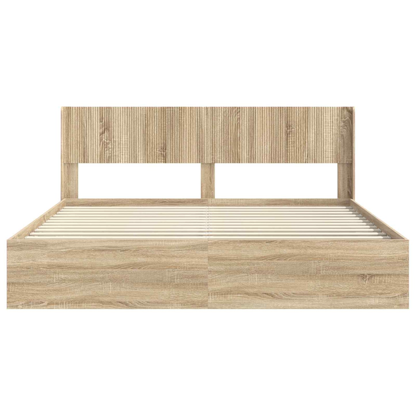 Bettgestell mit Stauraum und Kopfteil 2 stk. Holzwerkstoff