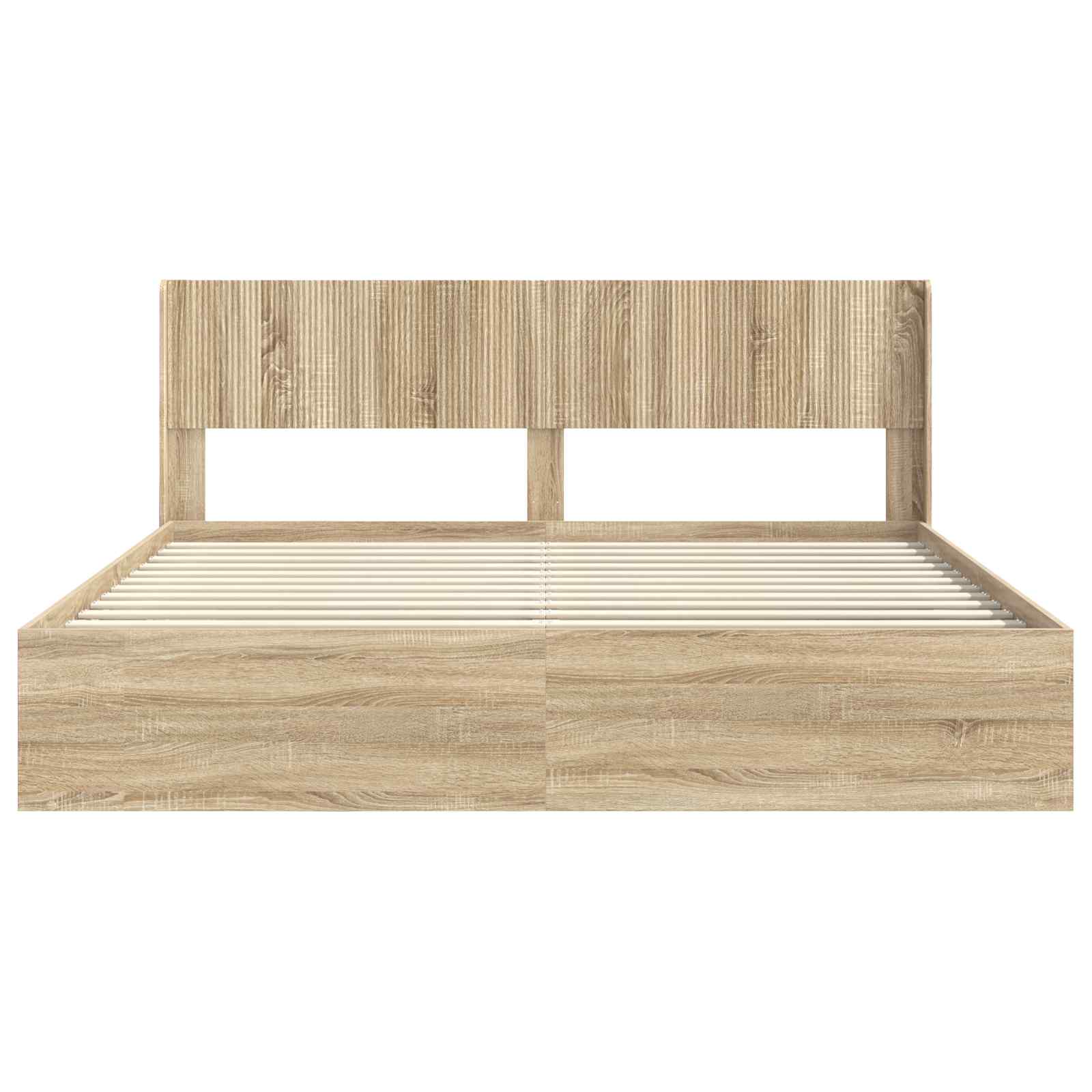 Bettgestell mit Stauraum und Kopfteil 2 stk. Holzwerkstoff