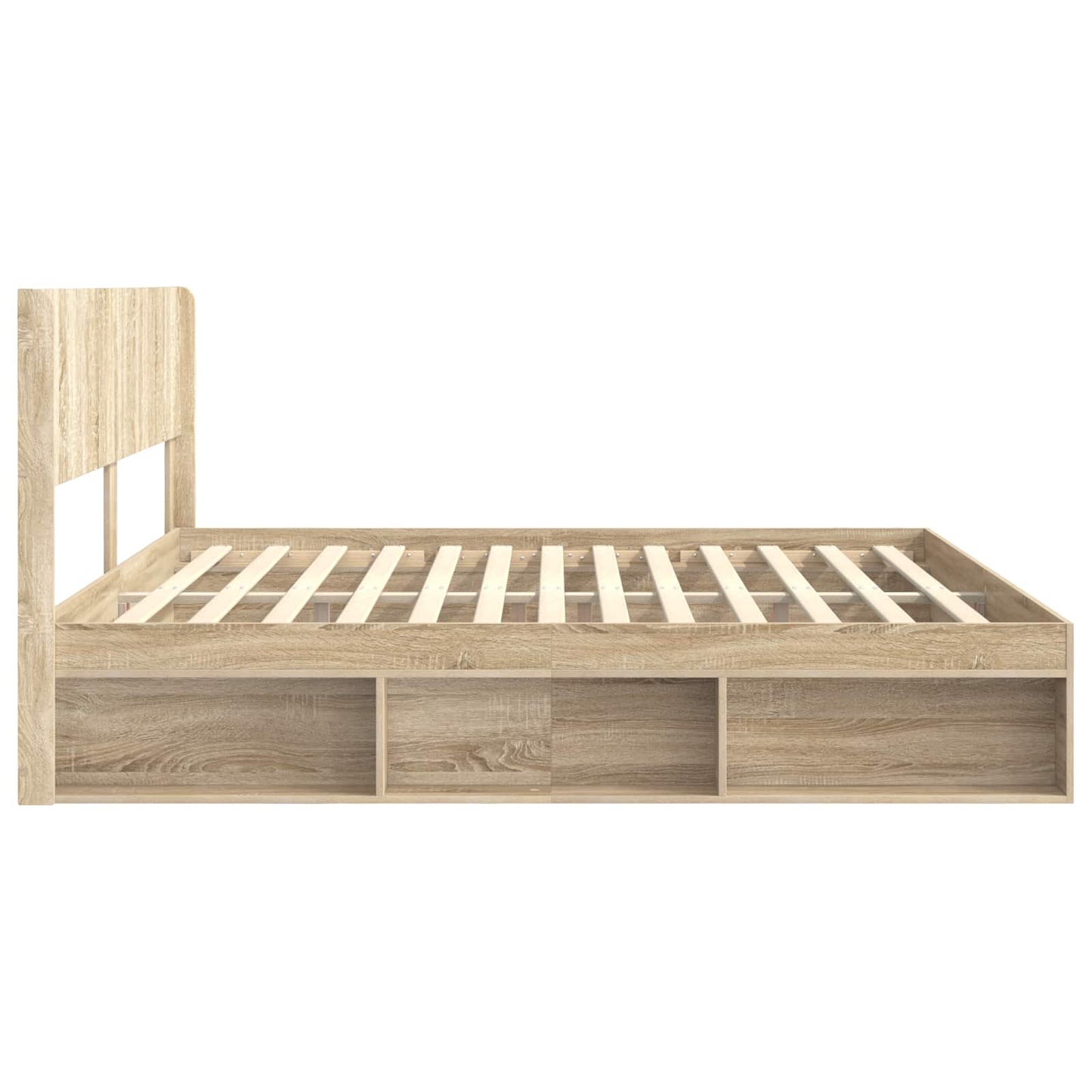 Bettgestell mit Stauraum und Kopfteil 2 stk. Holzwerkstoff