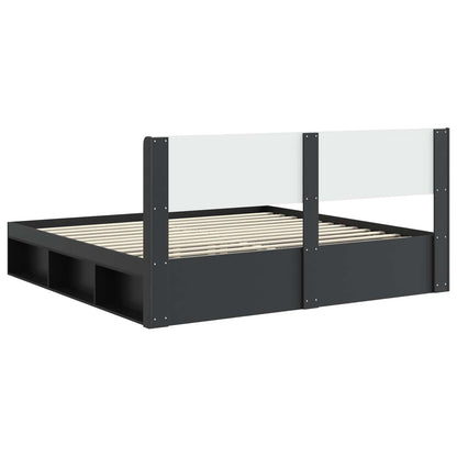 Bettgestell mit Stauraum und Kopfteil Schwarz 180 x 200 cm