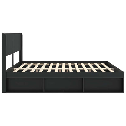 Bettgestell mit Stauraum und Kopfteil Schwarz 180 x 200 cm