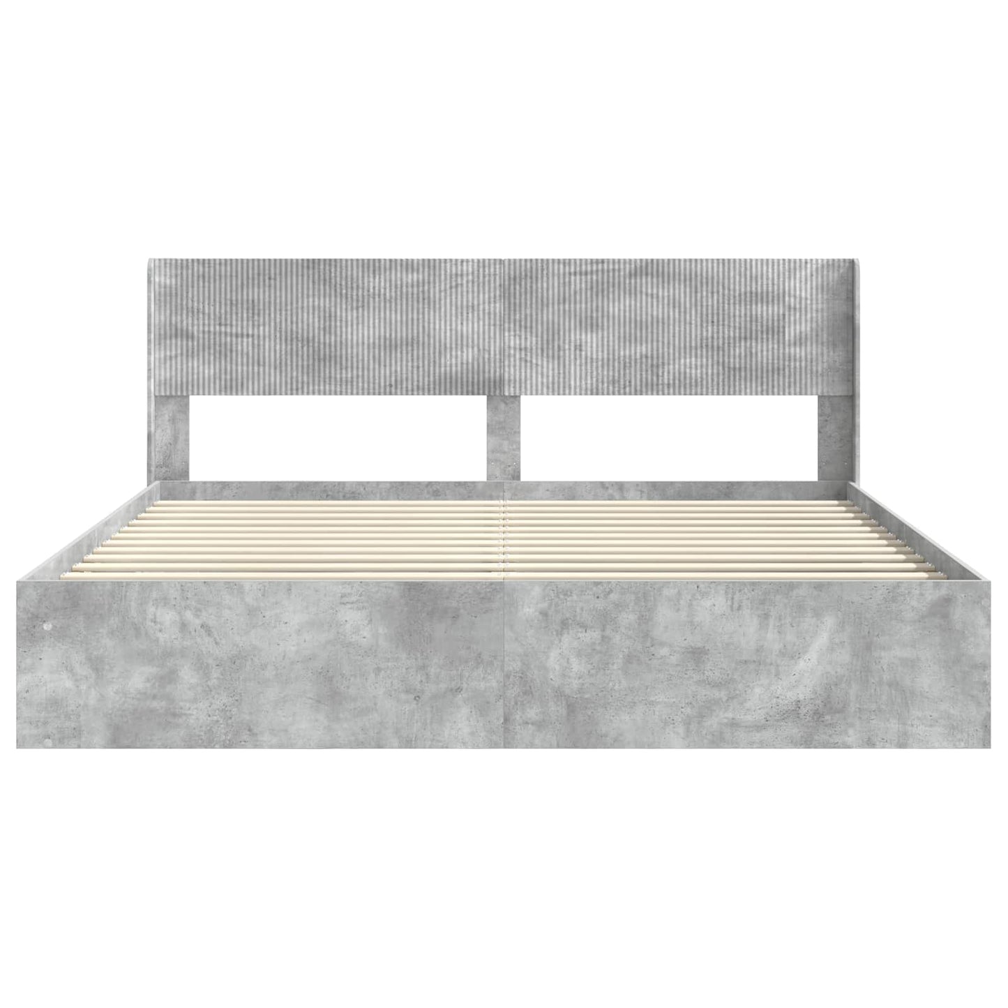 Bettgestell mit Stauraum und Kopfteil Betongrau 180 x 200 cm