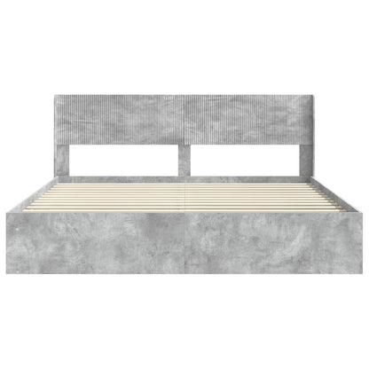 Bettgestell mit Stauraum und Kopfteil Betongrau 180 x 200 cm