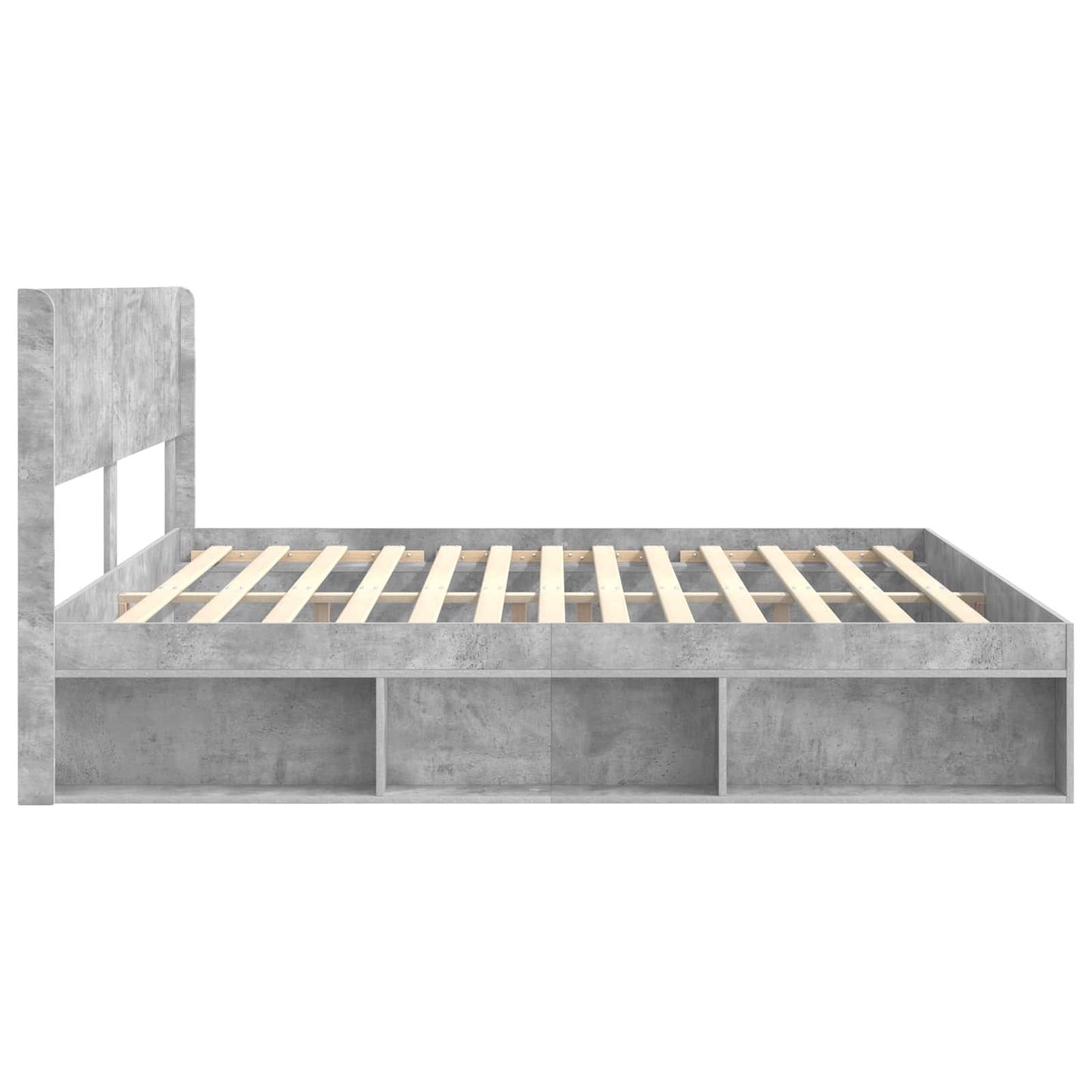 Bettgestell mit Stauraum und Kopfteil Betongrau 180 x 200 cm