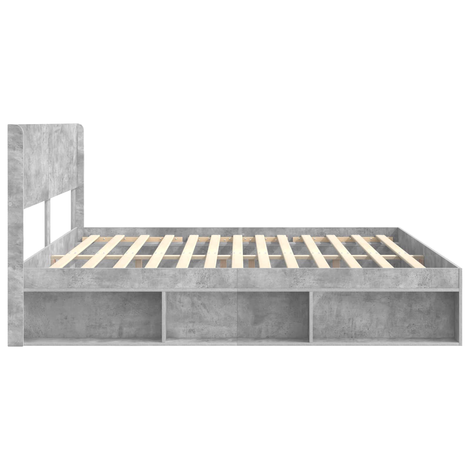 Bettgestell mit Stauraum und Kopfteil Betongrau 180 x 200 cm