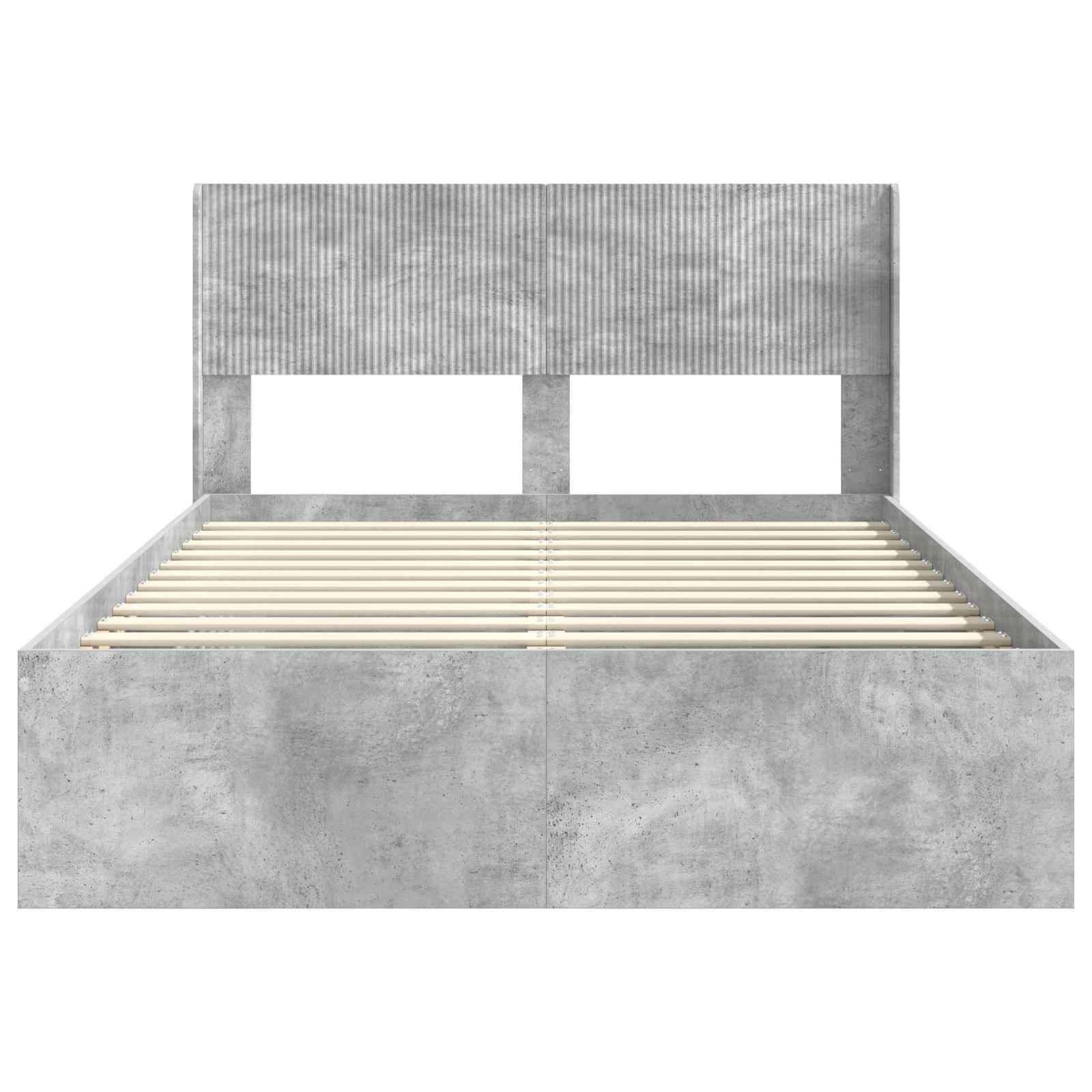 Bettgestell mit Stauraum und Kopfteil Betongrau 160 x 200 cm