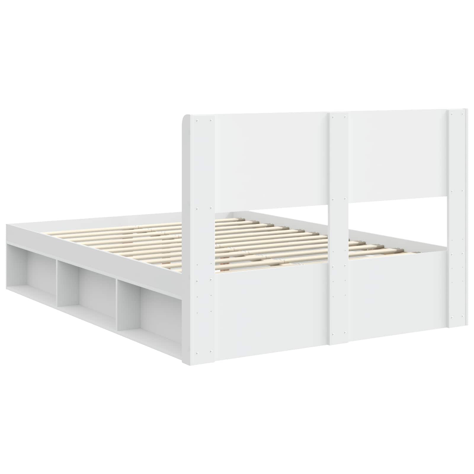 Bettgestell mit Stauraum und Kopfteil Weiß 150 x 200 cm