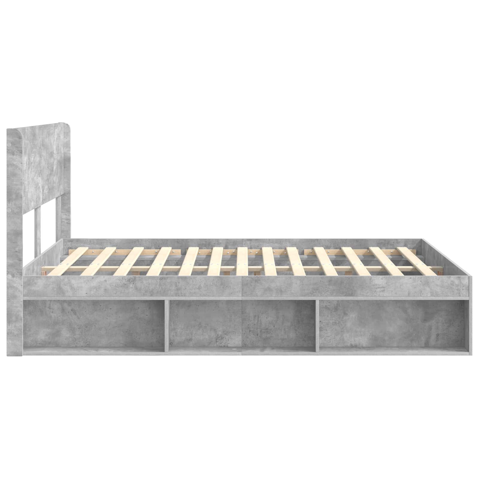 Bettgestell mit Stauraum und Kopfteil Betongrau 140 x 190 cm
