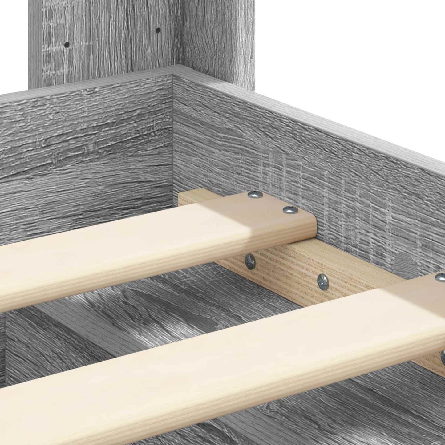 Bettgestell mit Stauraum und Kopfteil Grau Sonoma 140 x 190 cm