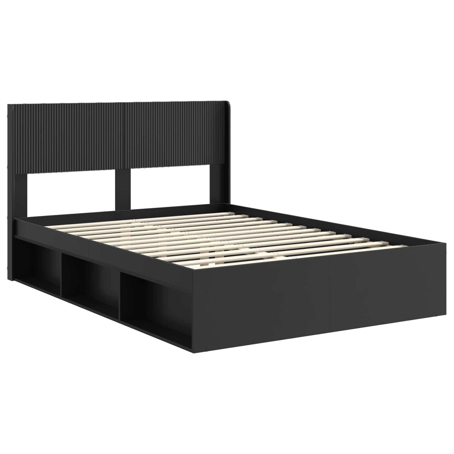Bettgestell mit Stauraum und Kopfteil Schwarz 120 x 200 cm