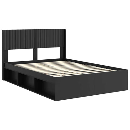 Bettgestell mit Stauraum und Kopfteil Schwarz 120 x 200 cm