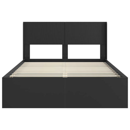Bettgestell mit Stauraum und Kopfteil Schwarz 120 x 200 cm