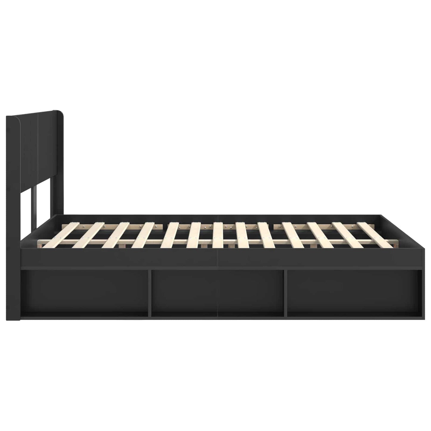Bettgestell mit Stauraum und Kopfteil Schwarz 120 x 200 cm