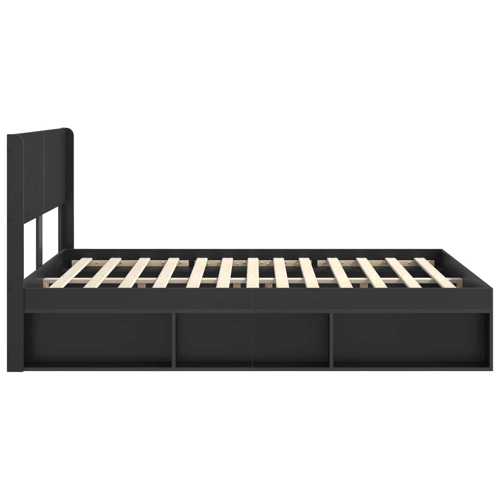 Bettgestell mit Stauraum und Kopfteil Schwarz 120 x 200 cm