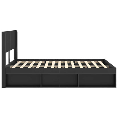 Bettgestell mit Stauraum und Kopfteil Schwarz 120 x 200 cm