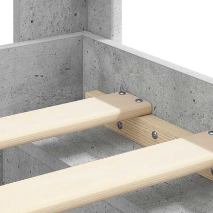 Bettgestell mit Stauraum und Kopfteil Betongrau 120 x 200 cm