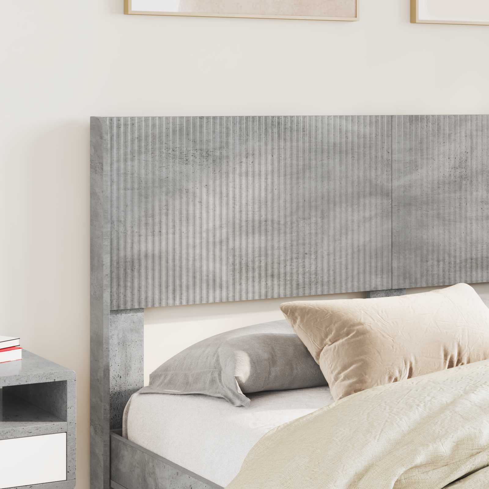 Bettgestell mit Stauraum und Kopfteil Betongrau 120 x 200 cm