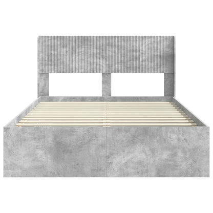 Bettgestell mit Stauraum und Kopfteil Betongrau 120 x 200 cm