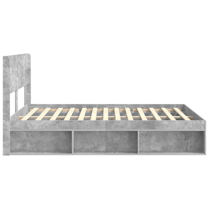 Bettgestell mit Stauraum und Kopfteil Betongrau 120 x 200 cm