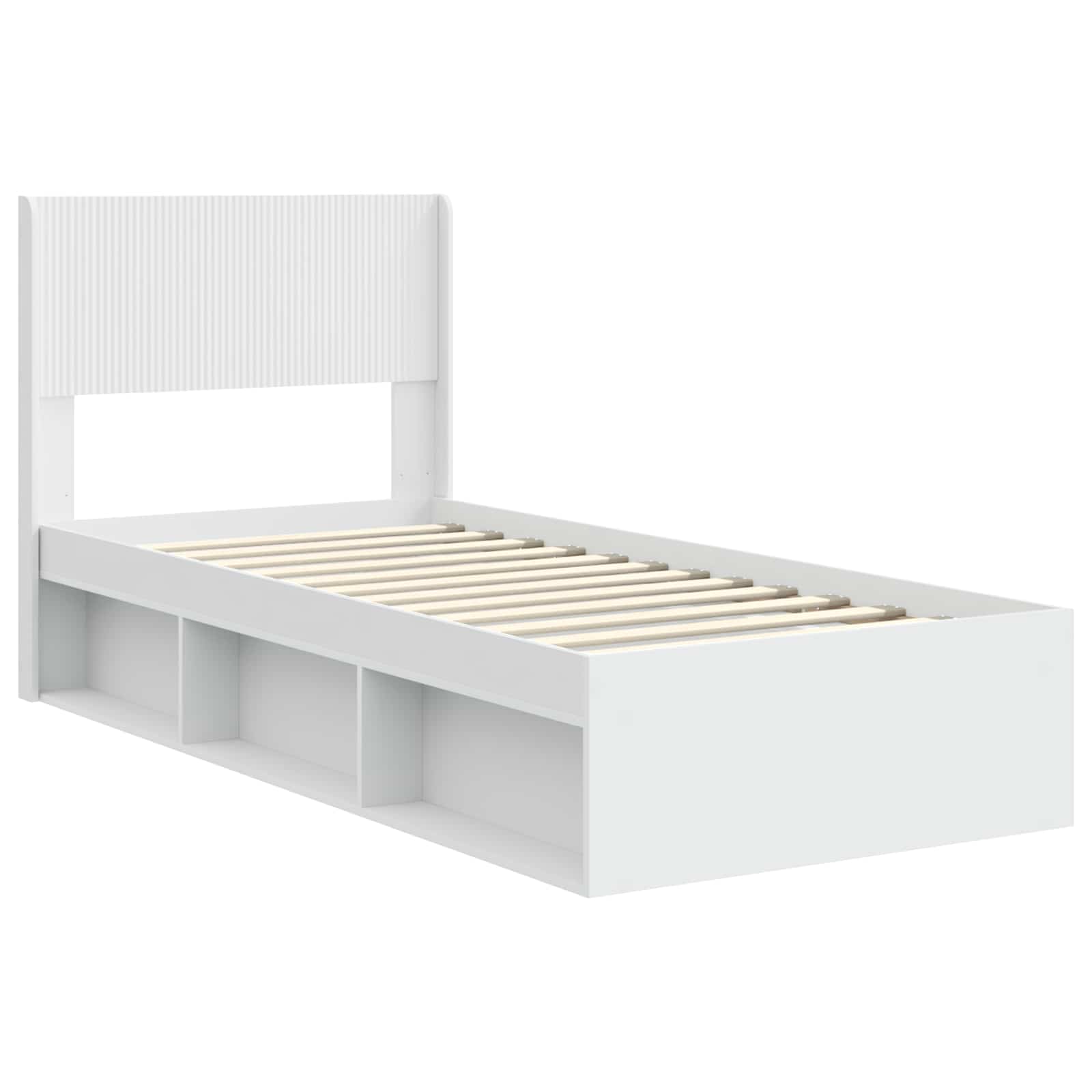 Bettgestell mit Stauraum und Kopfteil Weiß 90 x 200 cm
