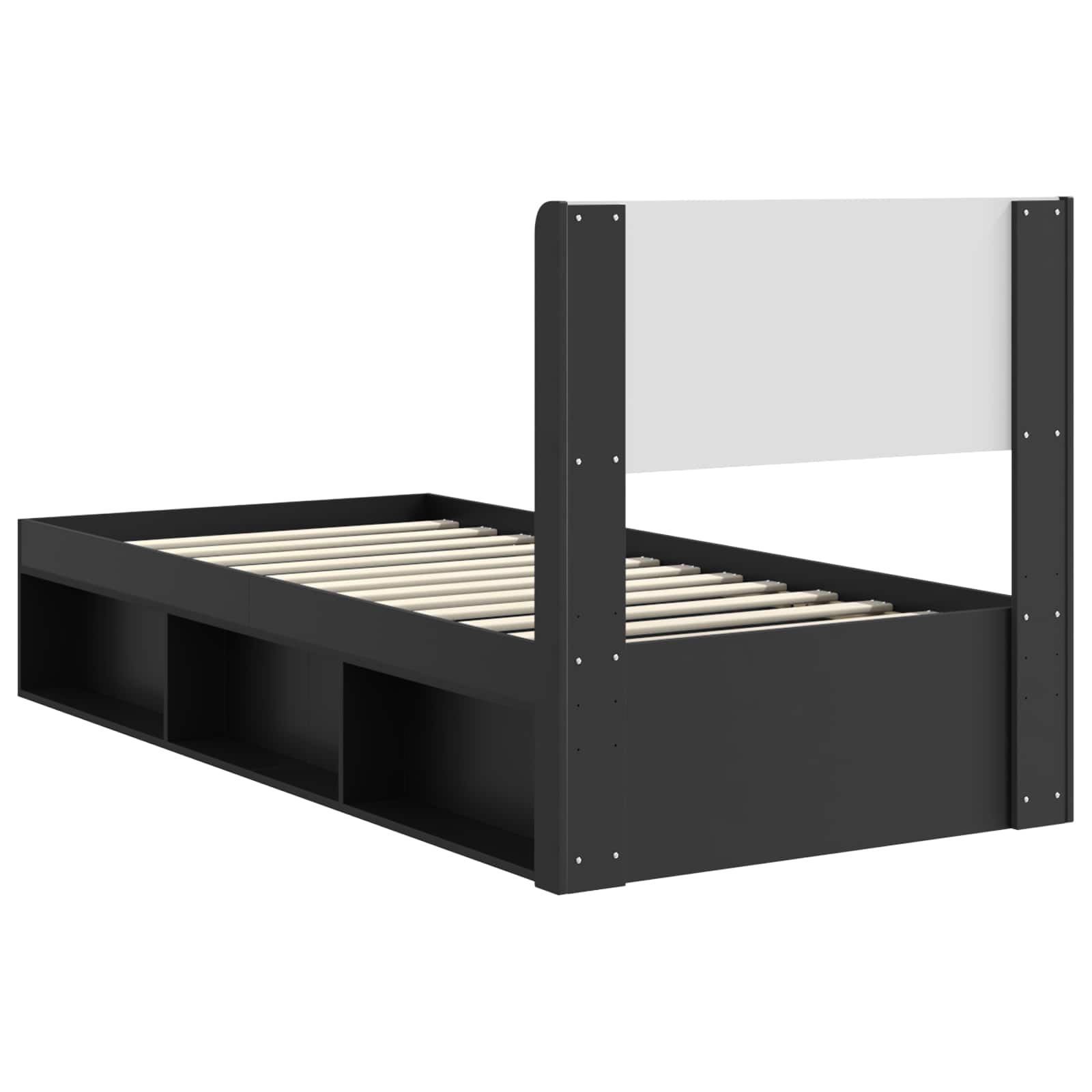 Bettgestell mit Stauraum und Kopfteil Schwarz 90 x 200 cm