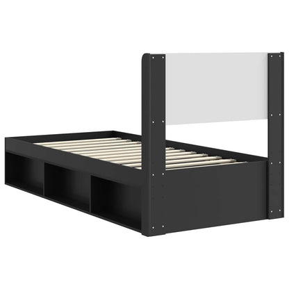 Bettgestell mit Stauraum und Kopfteil Schwarz 90 x 200 cm