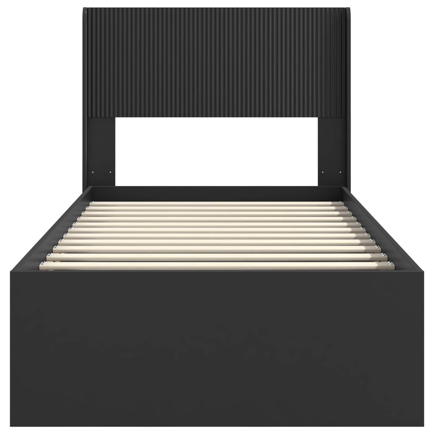 Bettgestell mit Stauraum und Kopfteil Schwarz 90 x 200 cm