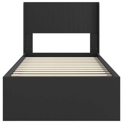 Bettgestell mit Stauraum und Kopfteil Schwarz 90 x 200 cm